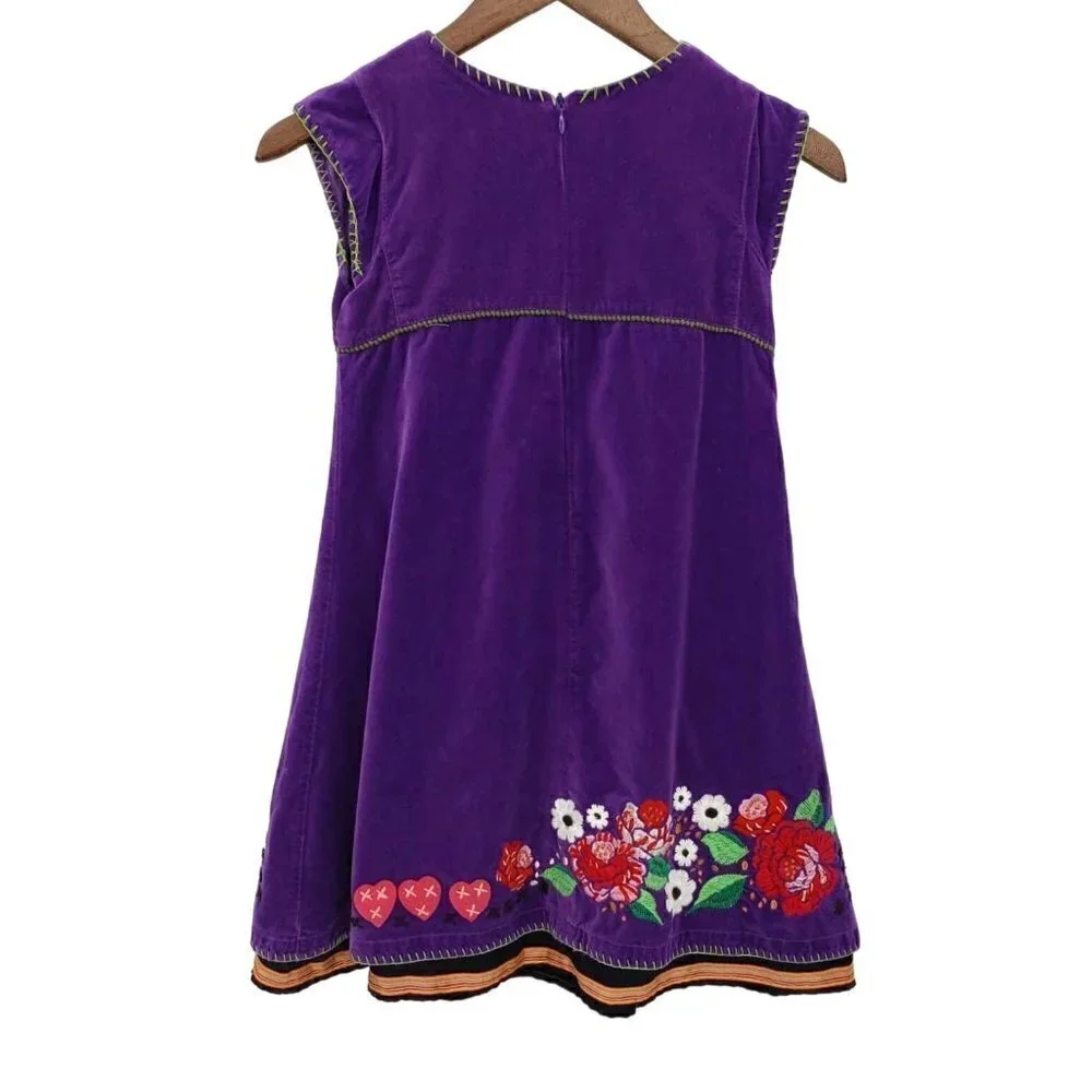 Oilily Dress Sz 140 EU 8 10 US‎ Girls Age 8-12 Purple Jumper Embroidered Flowers